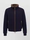 Moorer Padded Fleece Zip-up Jacket With Detachable Faux-fur Collar In Blue