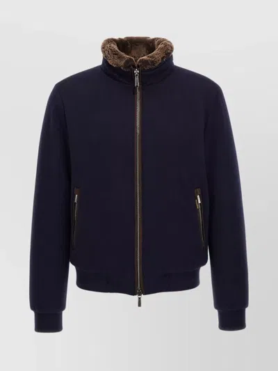 MOORER 'BELLATI' HIGH COLLAR BOMBER JACKET