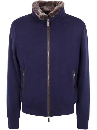 Moorer Bellati-mrw Jacket With Plush Lining In Blue