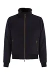 Moorer Padded Bomber Jacket In Wool And Cashmere In Blue