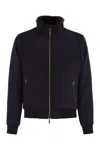 Moorer High Collar Coat With Ribbed Cuffs And Hem In Blue