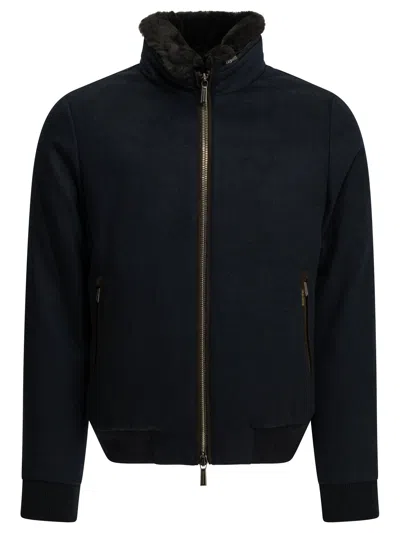 Moorer "bellati Ls9" Bomber Jacket In Blue