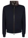 Moorer Padded Fleece Zip-up Jacket With Detachable Faux-fur Collar In Blue