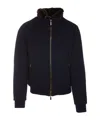 Moorer Padded Bomber Jacket In Wool And Cashmere In Black