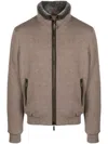 Moorer High Collar Ribbed Cuffs Side Pockets In Brown