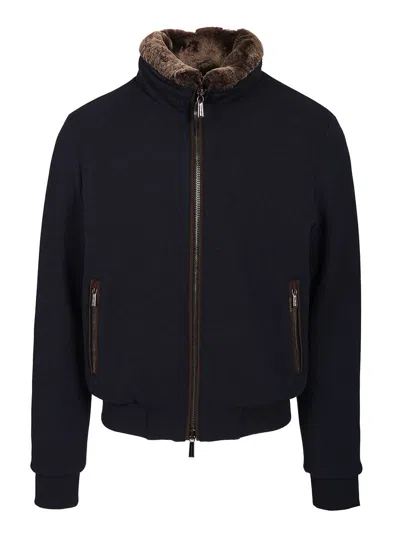 MOORER BELLATI-MRW ZIP INT. PIUMA JACKETS BLUE