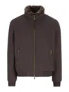 Moorer Pocket Zip-up Jacket In Brown