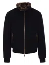 Moorer Padded Fleece Zip-up Jacket With Detachable Faux-fur Collar In Brown