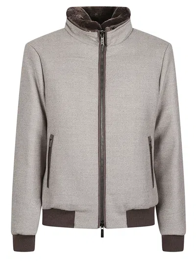 Moorer Bellati-lp Grey Virgin Wool Bomber Jacket In Multi