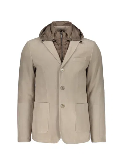 Moorer Bellotto-ur Leather Jacket In Animal Print