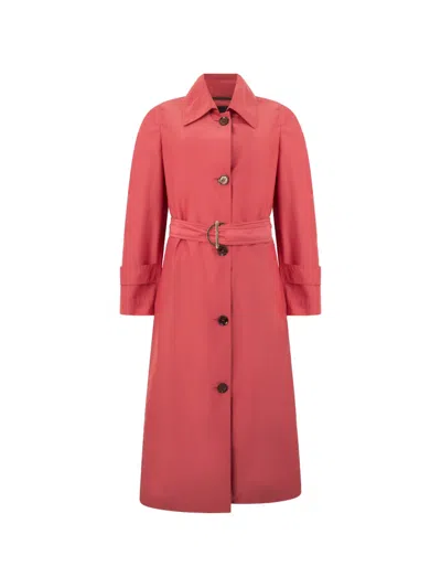 Moorer Belted Button-down Coat In Red