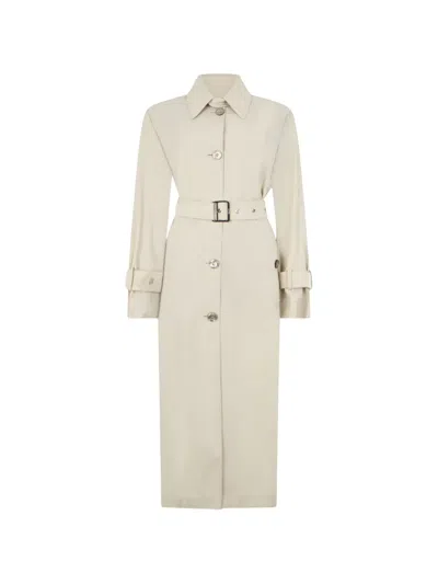 Moorer Belted Button-down Trench Coat In Neutral