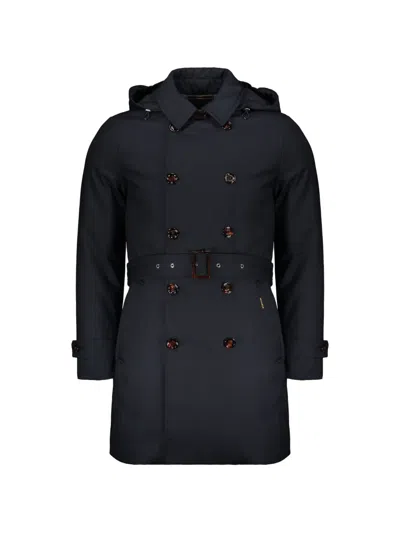 Moorer Belted Hooded Jacket In Blue