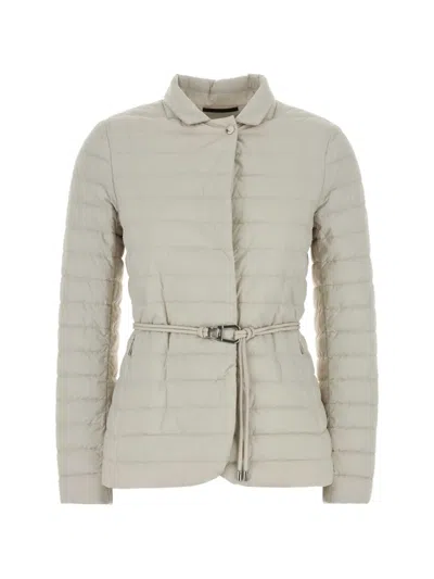 Moorer Chalk Nylon Blend Lanzada Down Jacket In White