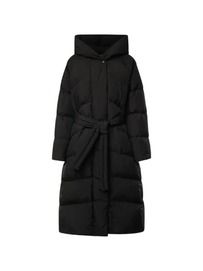 Moorer Belted Oversized Coat In Black
