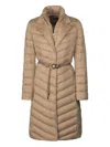 Moorer Belted Padded Coat In Neutral