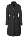 Moorer Belted Quilted Coat In Black