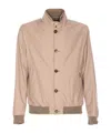 Moorer Neutral Structured Casual Jacket With High Collar In Neutral