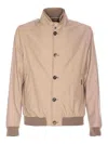 Moorer Neutral Structured Casual Jacket With High Collar In Brown