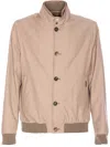 Moorer Neutral Structured Casual Jacket With High Collar In Neutral