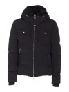 Moorer Padded Hooded Jacket Chest Pockets In Black