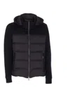 Moorer Hooded Padded Quilted Jacket Sleeves In Black