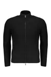Moorer Ares-cah Zip-up Turtleneck Cardigan In Black
