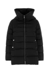 Moorer Hooded Quilted Down Jacket With Snap Button Pockets In Black