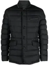 Moorer Padded And Quilted Jacket With Lined Collar In Black