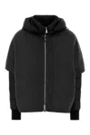 Moorer Hooded Down Jacket Featuring Quilted Sleeves In Gray