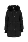 Moorer Padded Parka With Hood And Ribbed Cuffs In Black