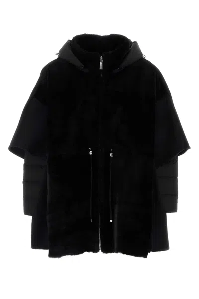 Moorer Black Shearling And Nylon Raja Jacket