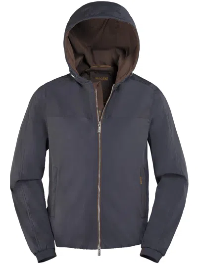 Moorer Black Smooth Casual Jacket With Functional Hood In Gray