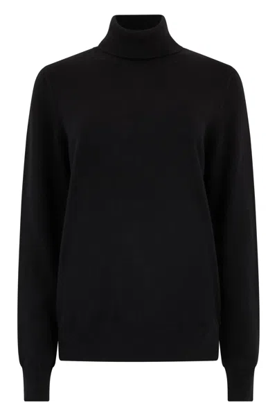 Moorer Black Sweater With A High Collar, Versatile And Elegant. In Blue