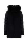 Moorer Black Wool Blend Fresia-le Down Jacket In Black