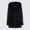 Moorer Wool Blend Down Jacket With Fur Trim In Black
