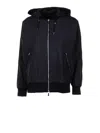 Moorer Black Zip Up Hooded Jacket In Black