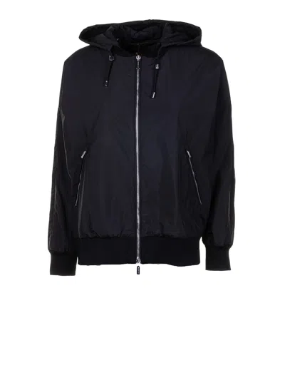 Moorer Black Zip Up Hooded Jacket