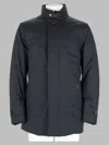 Moorer Gorner-kn Quilted Down Jacket With High Collar And Buttoned Flap In Blue