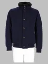 Moorer Navy Blue Mock Collar Jacket In Blue