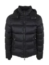 Moorer Quilted Hooded Jacket With Elasticated Cuffs In Blue