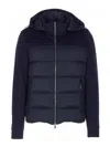 Moorer Hooded Padded Quilted Jacket Sleeves In Blue