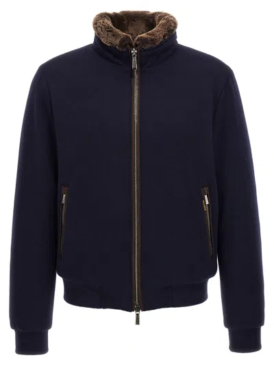 MOORER BLUE BELLATI BOMBER JACKET