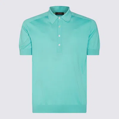 Moorer Blue Cotton Polo Shirt In Green