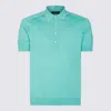 Moorer Collar Polo Shirt Ribbed Cuffs Hem In Caribben Turquoise