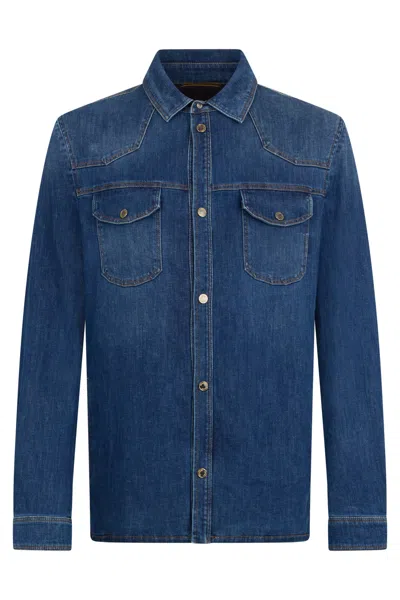 Moorer Blue Denim Shirt With A Casual And Versatile Design.