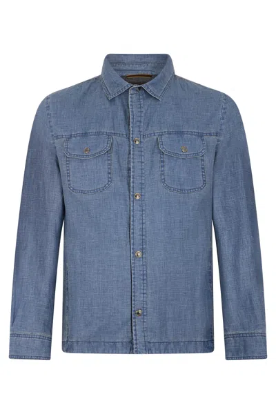 Moorer Blue Denim Shirt With Pockets And Buttons