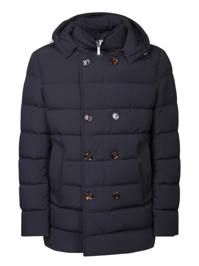 Moorer Double-breasted Down Jacket In Blue