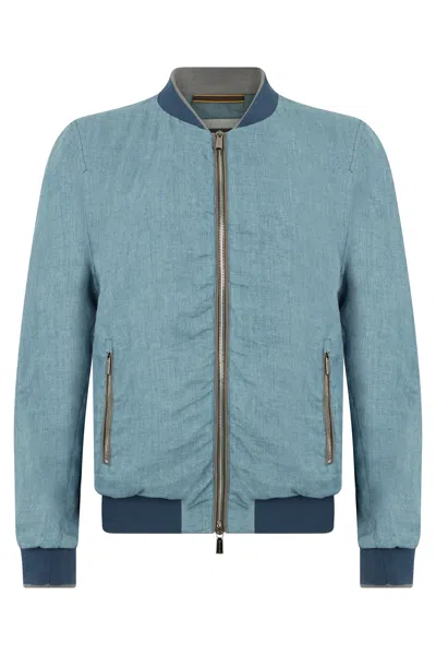 Moorer Blue Padded Jacket With Zip