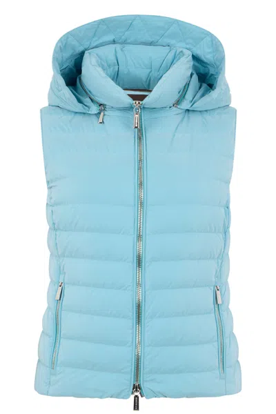 Moorer Blue Sleeveless Vest With Hood